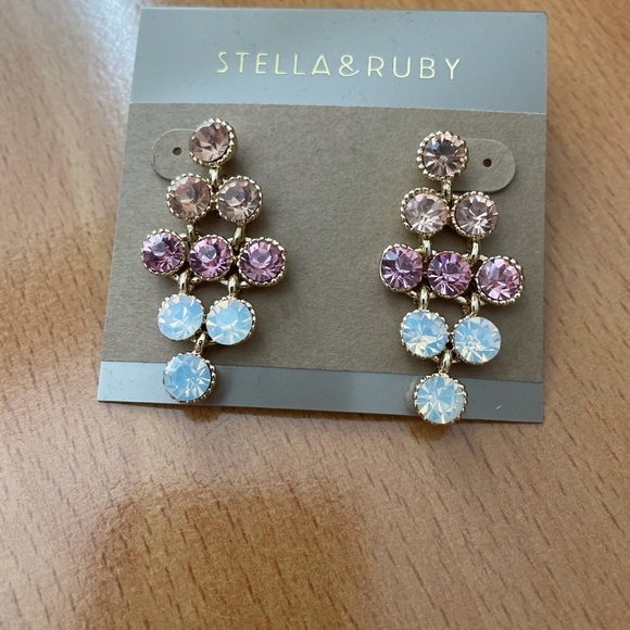 Gold colored and crystal earrings - Picture 2 of 3